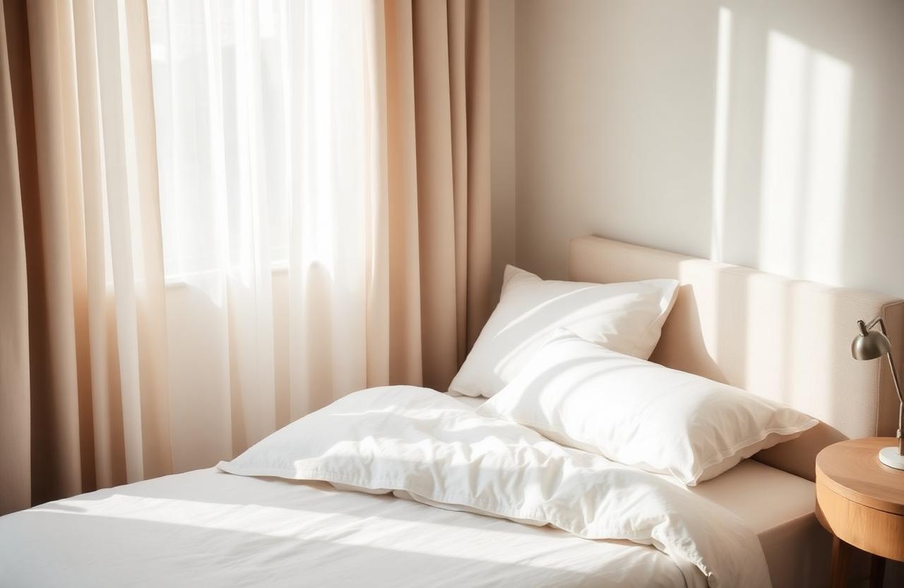 Sauberes, allergikerfreundliches Schlafzimmer mit Tageslicht